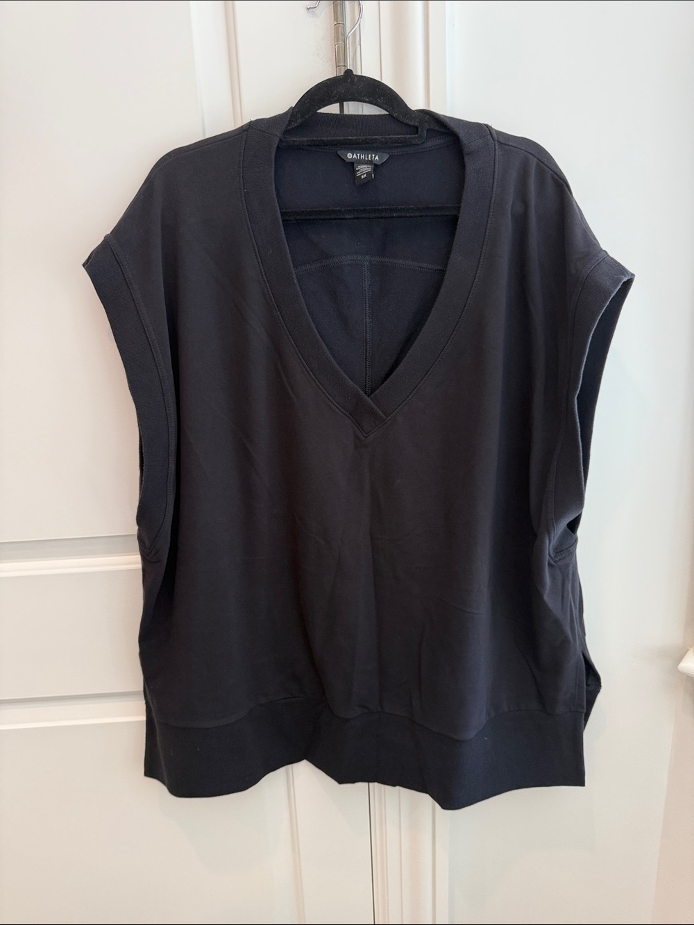 Athleta Retroterry V-Neck Sweatshirt/Vest Size 3X Black